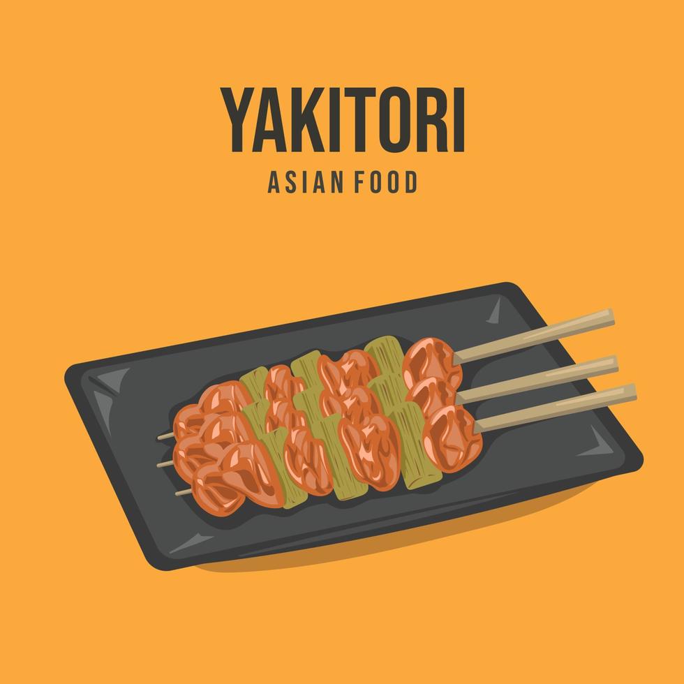 asiatisches essen, japanisches gericht yakitori, handgezeichnete vektorillustration vektor