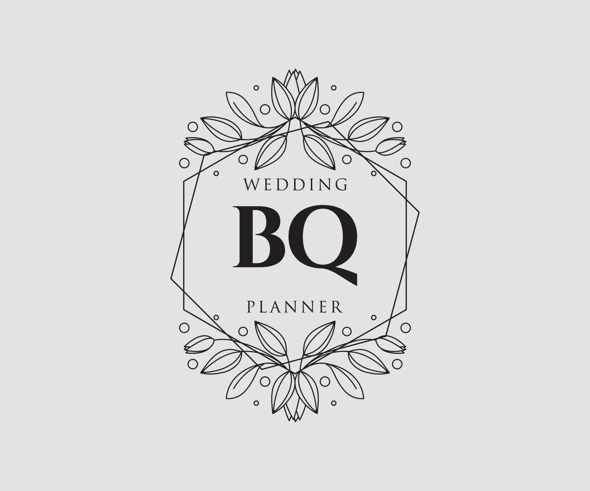 bq initialen brief hochzeitsmonogramm logos sammlung, handgezeichnete moderne minimalistische und florale vorlagen für einladungskarten, save the date, elegante identität für restaurant, boutique, café im vektor