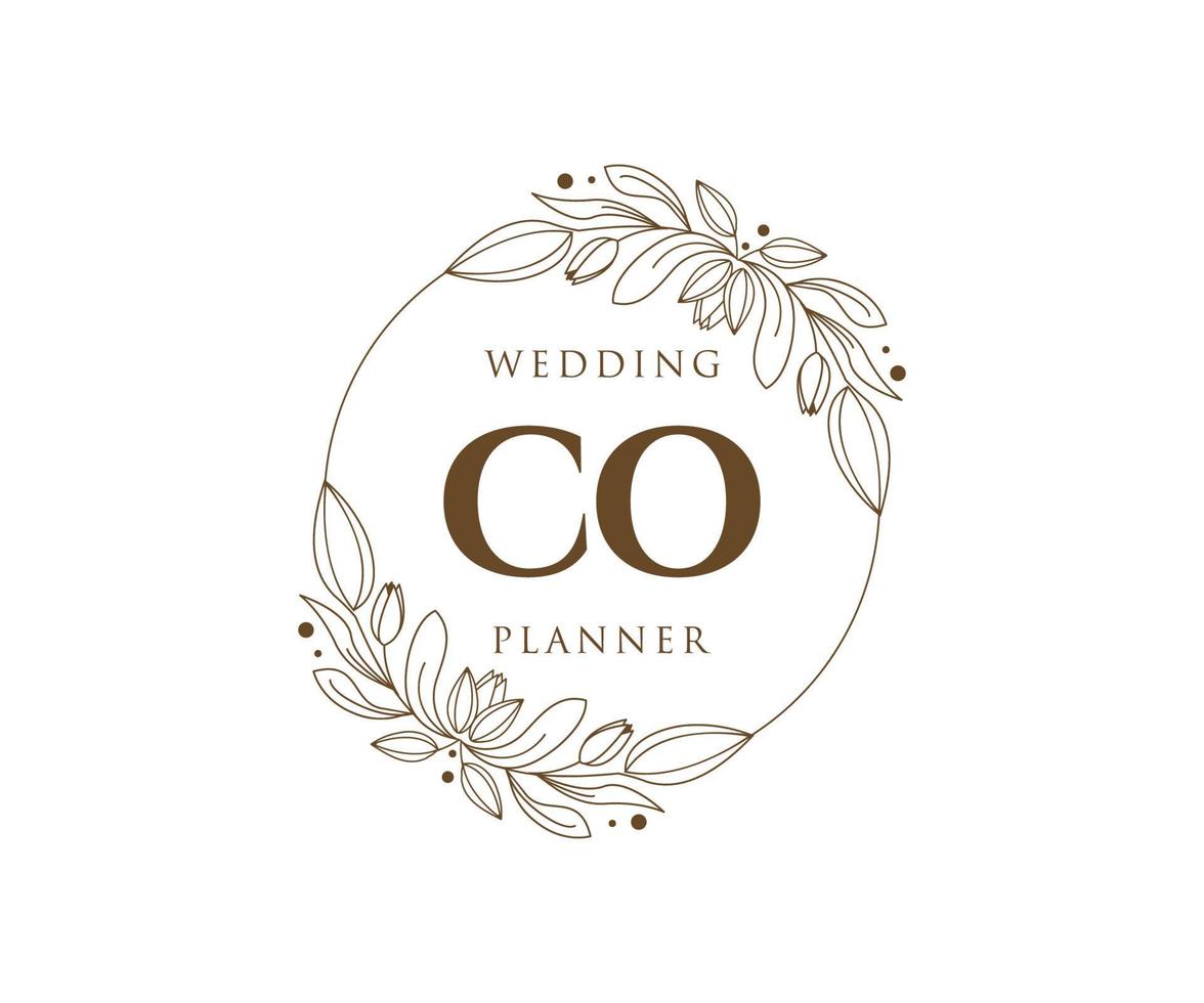 Co Initialen Brief Hochzeit Monogramm Logos Sammlung, handgezeichnete moderne minimalistische und florale Vorlagen für Einladungskarten, Save the Date, elegante Identität für Restaurant, Boutique, Café im Vektor