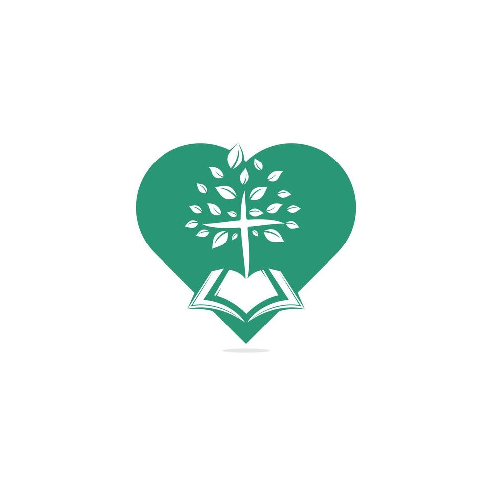 abstrakt hjärta och träd religiös korsa symbol ikon vektor design.
