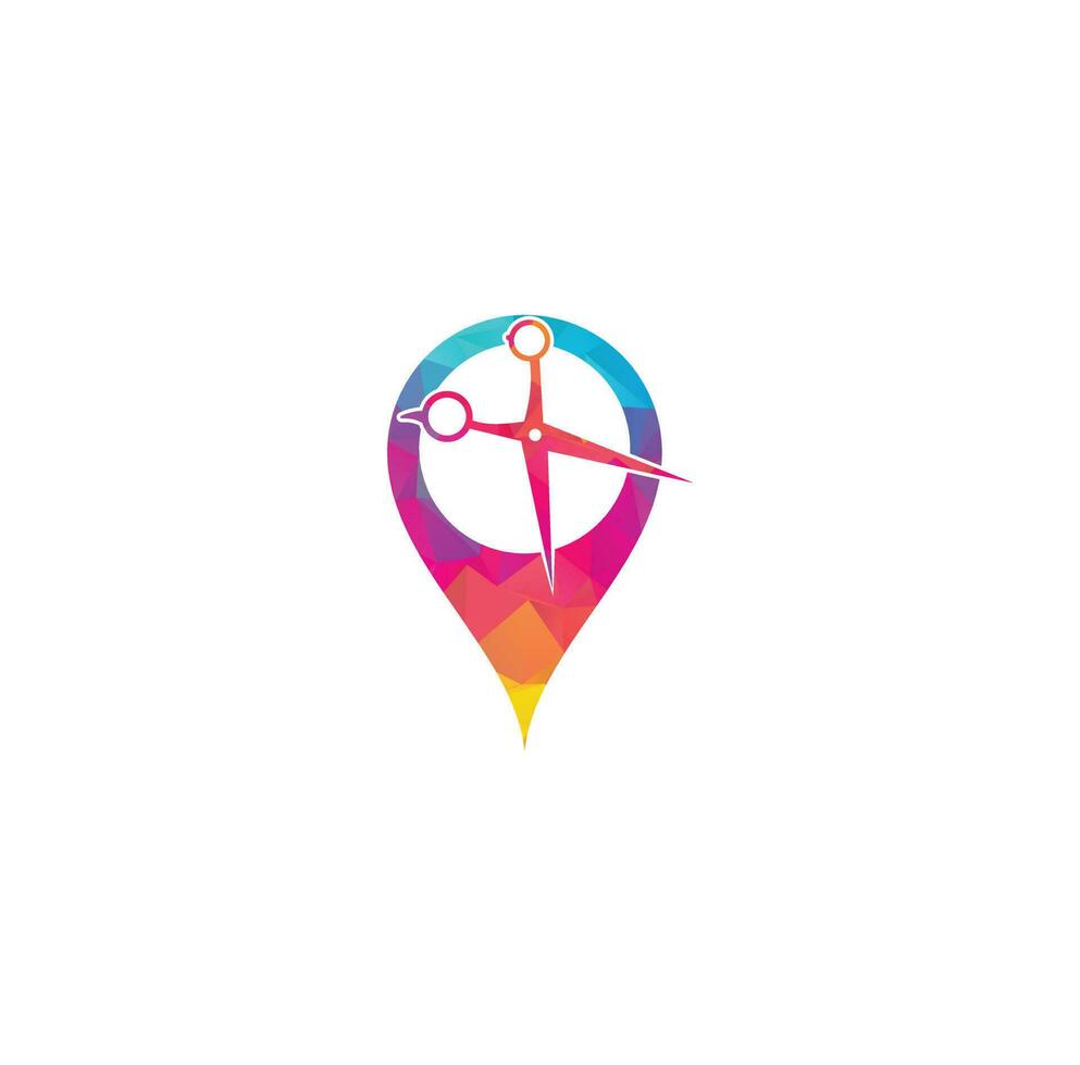 Point Barbershop-Logo-Vorlage. gps und schere symbol vektordesign. vektor