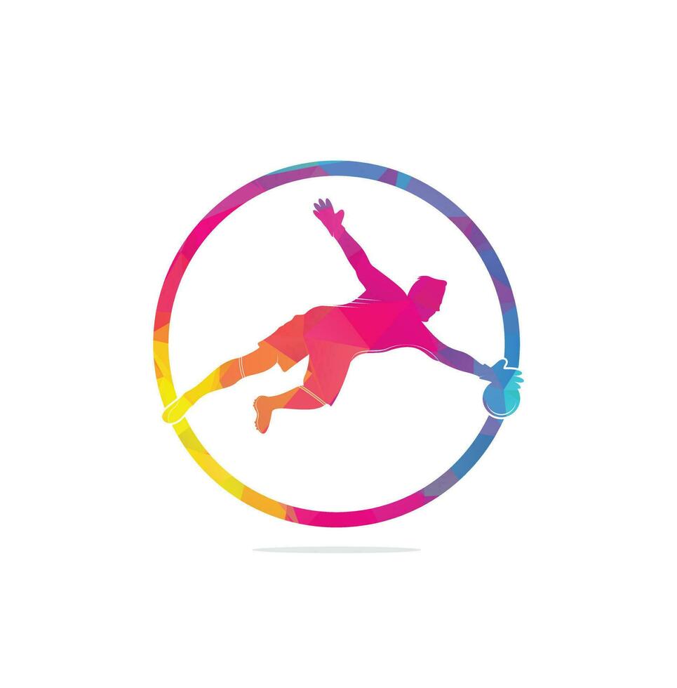 Logo des Torwartspielers. moderner fußballspieler im aktionslogo - vom torhüter gerettet vektor