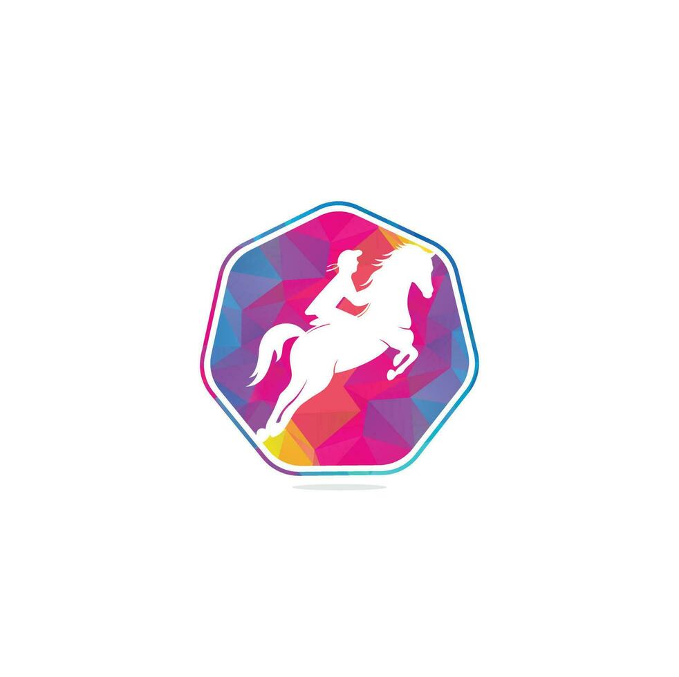Rennpferd mit Jockey-Logo-Design-Ikonen. Reitsport-Logo. Jockey reitet Springpferd. Reiten-Logo. vektor