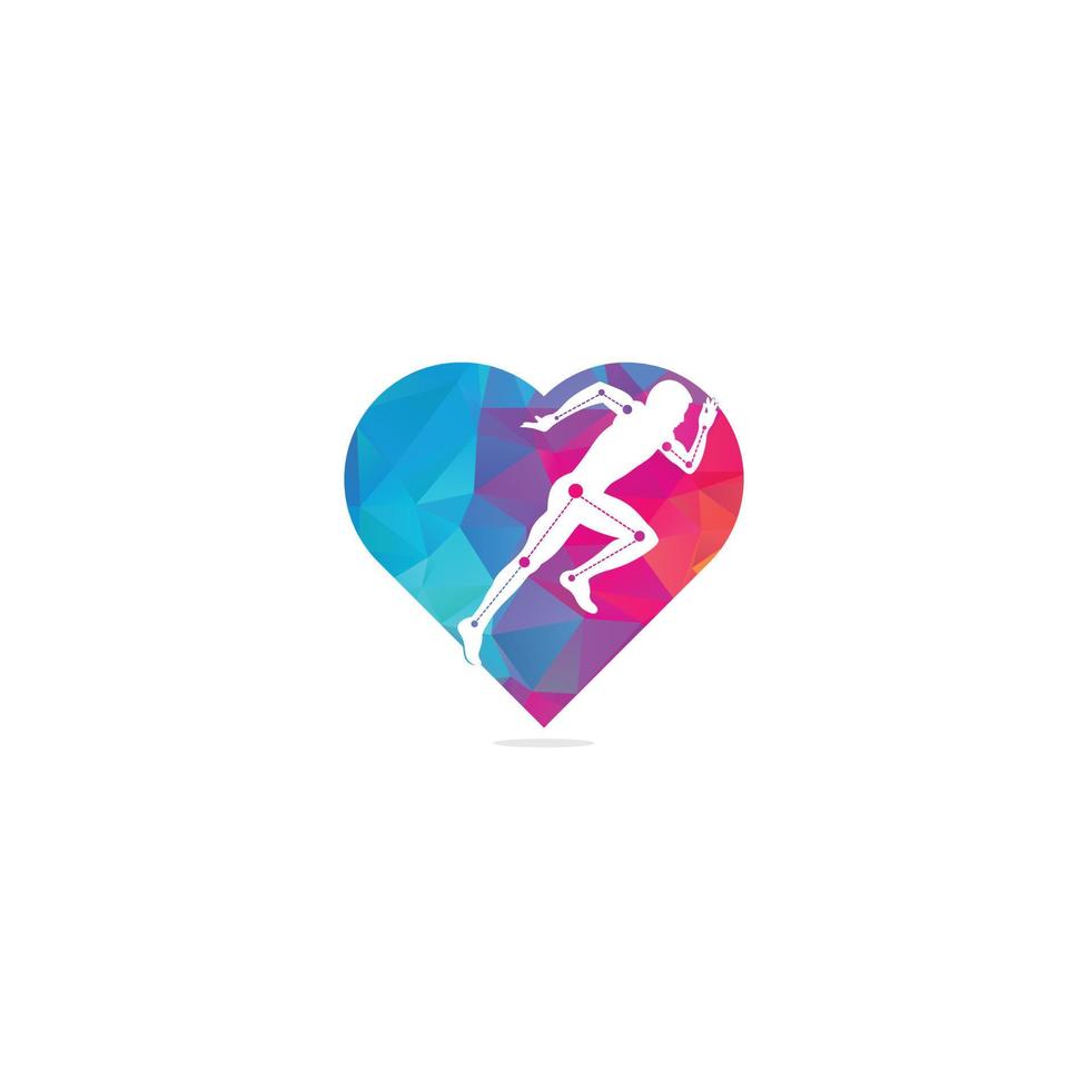Physiotherapie Behandlung Herzform Konzept Logo Design Vorlage Vektor mit Menschen laufen. bunte vektorgesundheit. Logo der Physiotherapie-Klinik. Physiotherapie-Logo