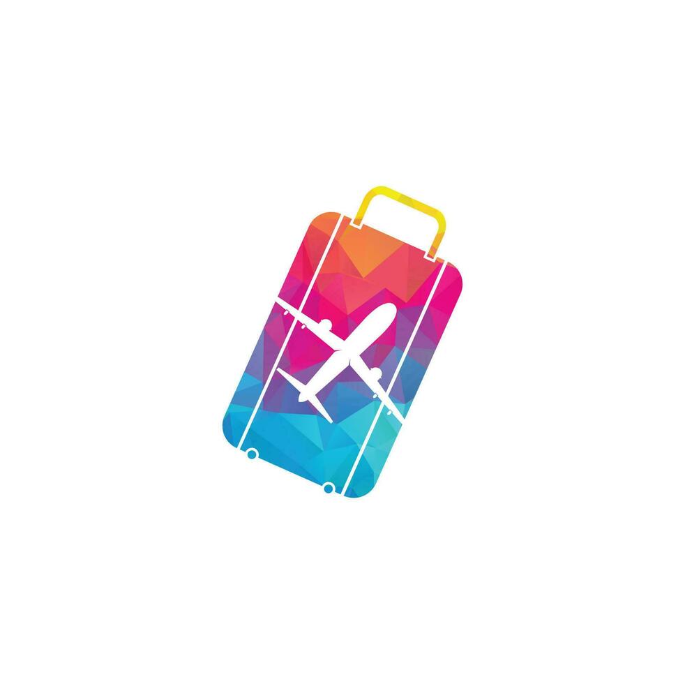 reiselogo, urlaub, tourismus, firmenlogodesign für geschäftsreisen. Taschenvektor mit Flugzeug vektor