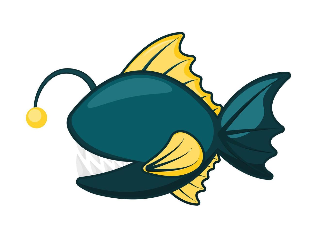 söt fiskare fisk hav djur animerad ikon vektor illustration