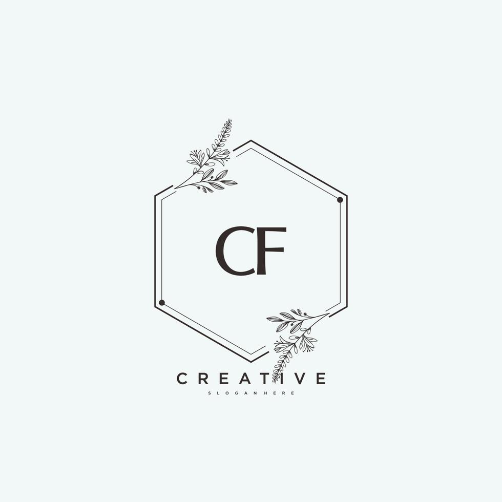 cf Schönheitsvektor-Anfangslogokunst, Handschriftlogo der Anfangsunterschrift, Hochzeit, Mode, Schmuck, Boutique, Blumen und Pflanzen mit kreativer Vorlage für jedes Unternehmen oder Geschäft. vektor