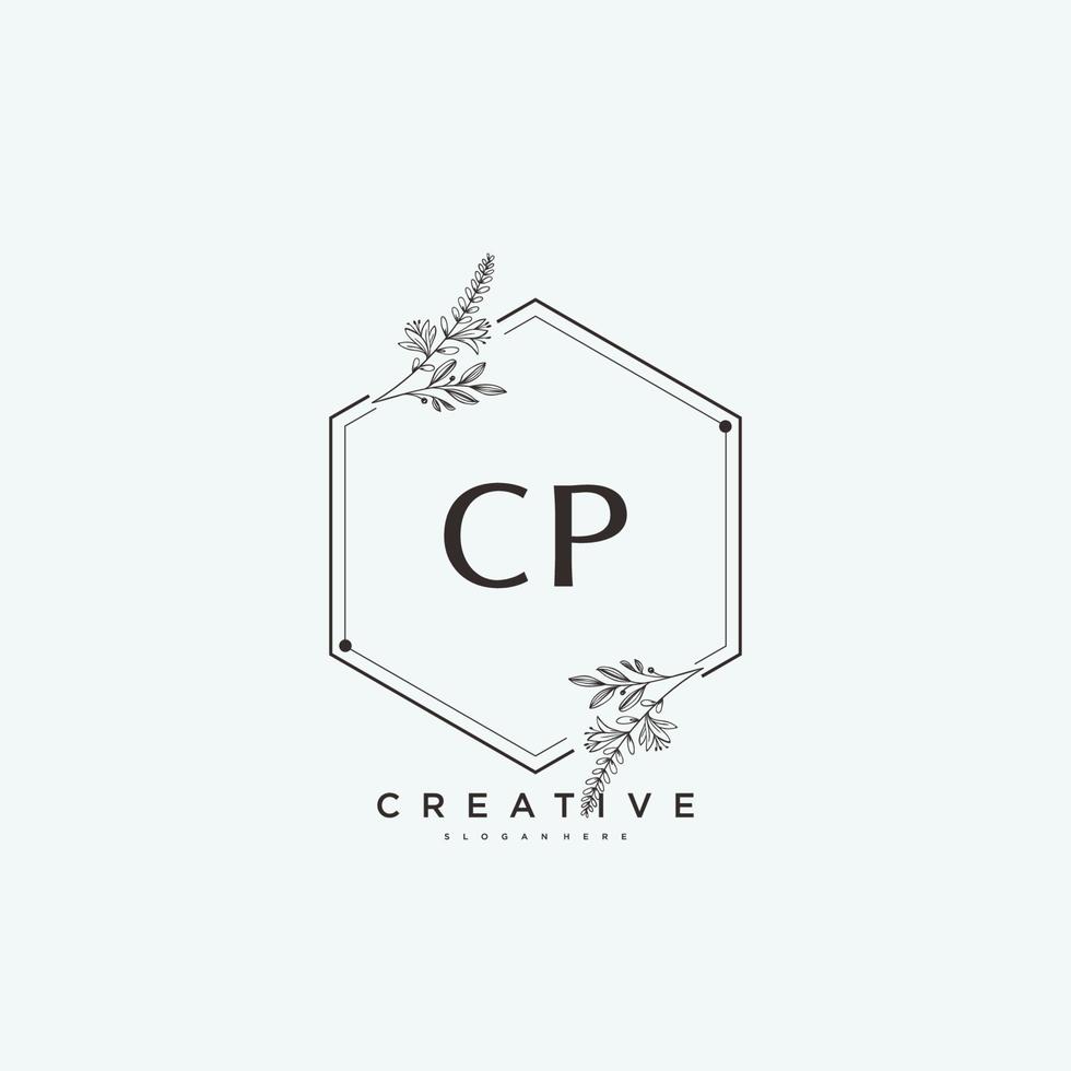 cp skönhet vektor första logotyp konst, handstil logotyp av första signatur, bröllop, mode, smycken, boutique, blommig och botanisk med kreativ mall för några företag eller företag.