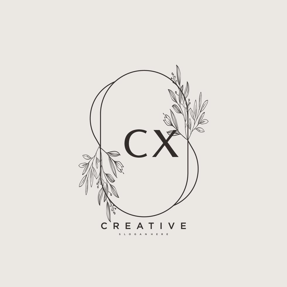 cx skönhet vektor första logotyp konst, handstil logotyp av första signatur, bröllop, mode, smycken, boutique, blommig och botanisk med kreativ mall för några företag eller företag.