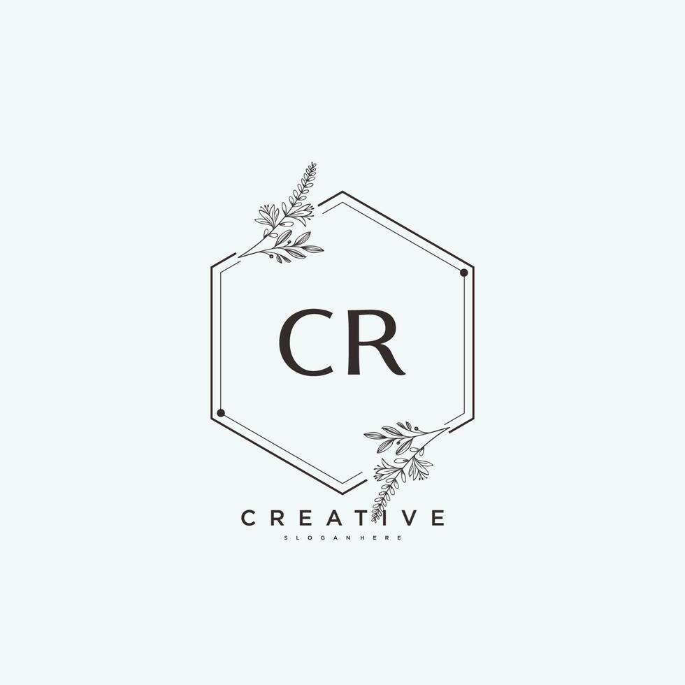 cr skönhet vektor första logotyp konst, handstil logotyp av första signatur, bröllop, mode, smycken, boutique, blommig och botanisk med kreativ mall för några företag eller företag.