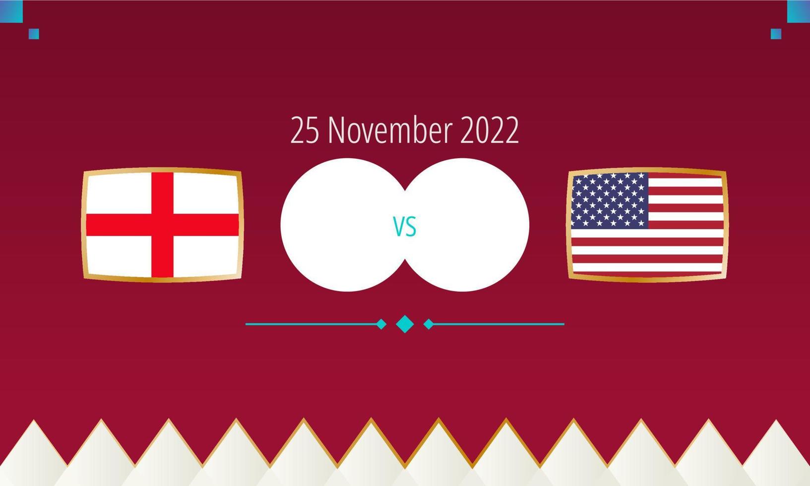 England mot förenad stater fotboll match, internationell fotboll konkurrens 2022. vektor