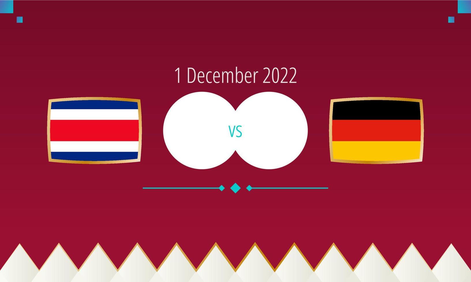 costa rica mot Tyskland fotboll match, internationell fotboll konkurrens 2022. vektor