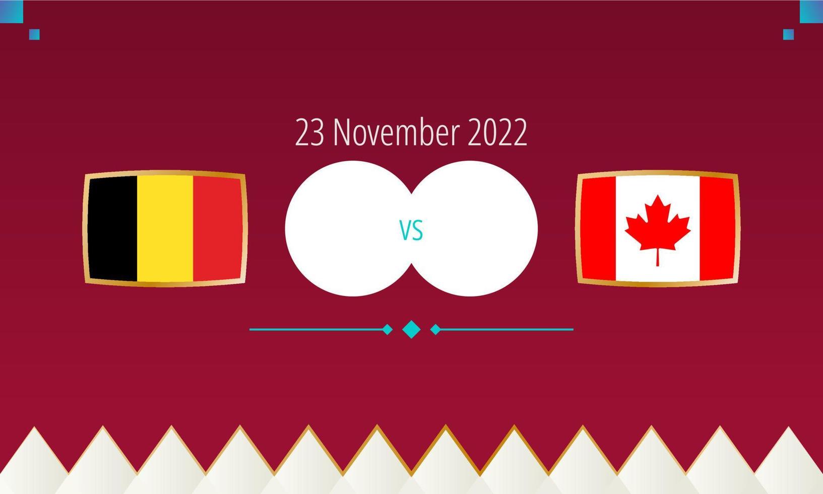 belgien mot kanada fotboll match, internationell fotboll konkurrens 2022. vektor