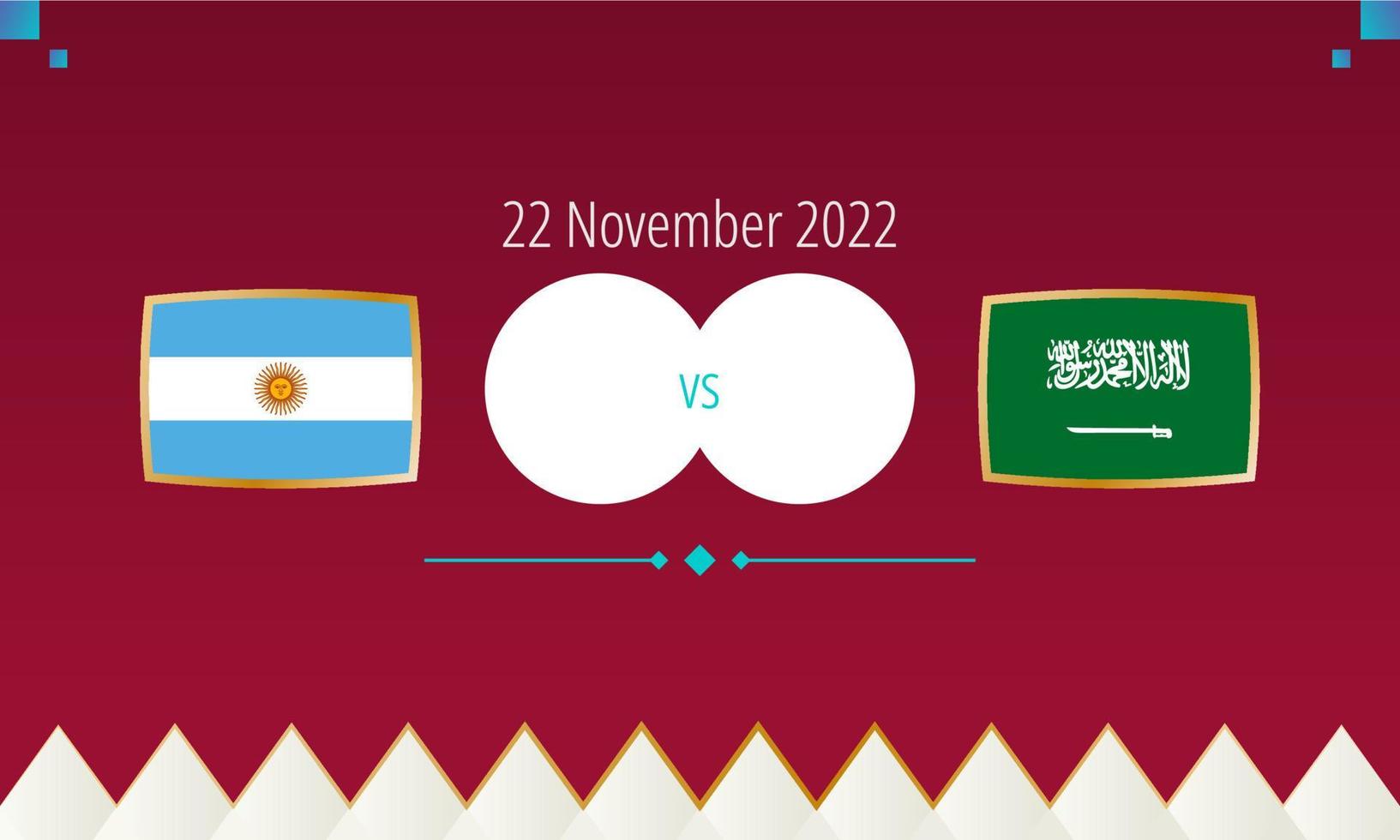 argentina mot saudi arabien fotboll match, internationell fotboll konkurrens 2022. vektor