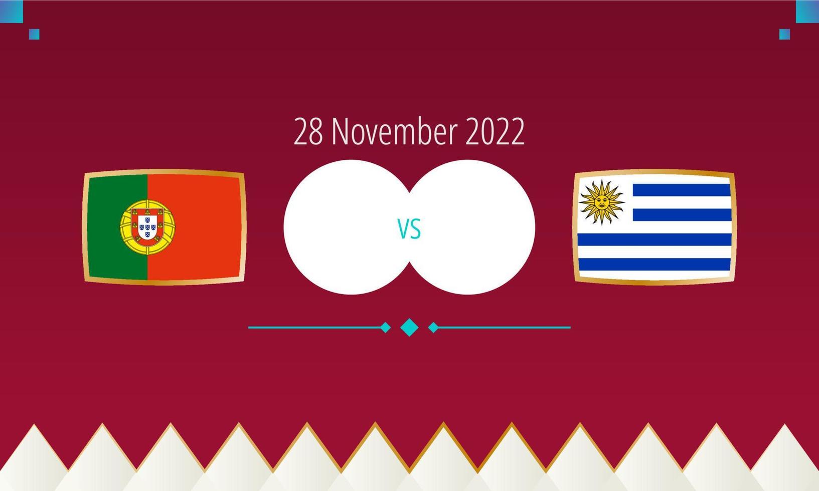 portugal mot uruguay fotboll match, internationell fotboll konkurrens 2022. vektor