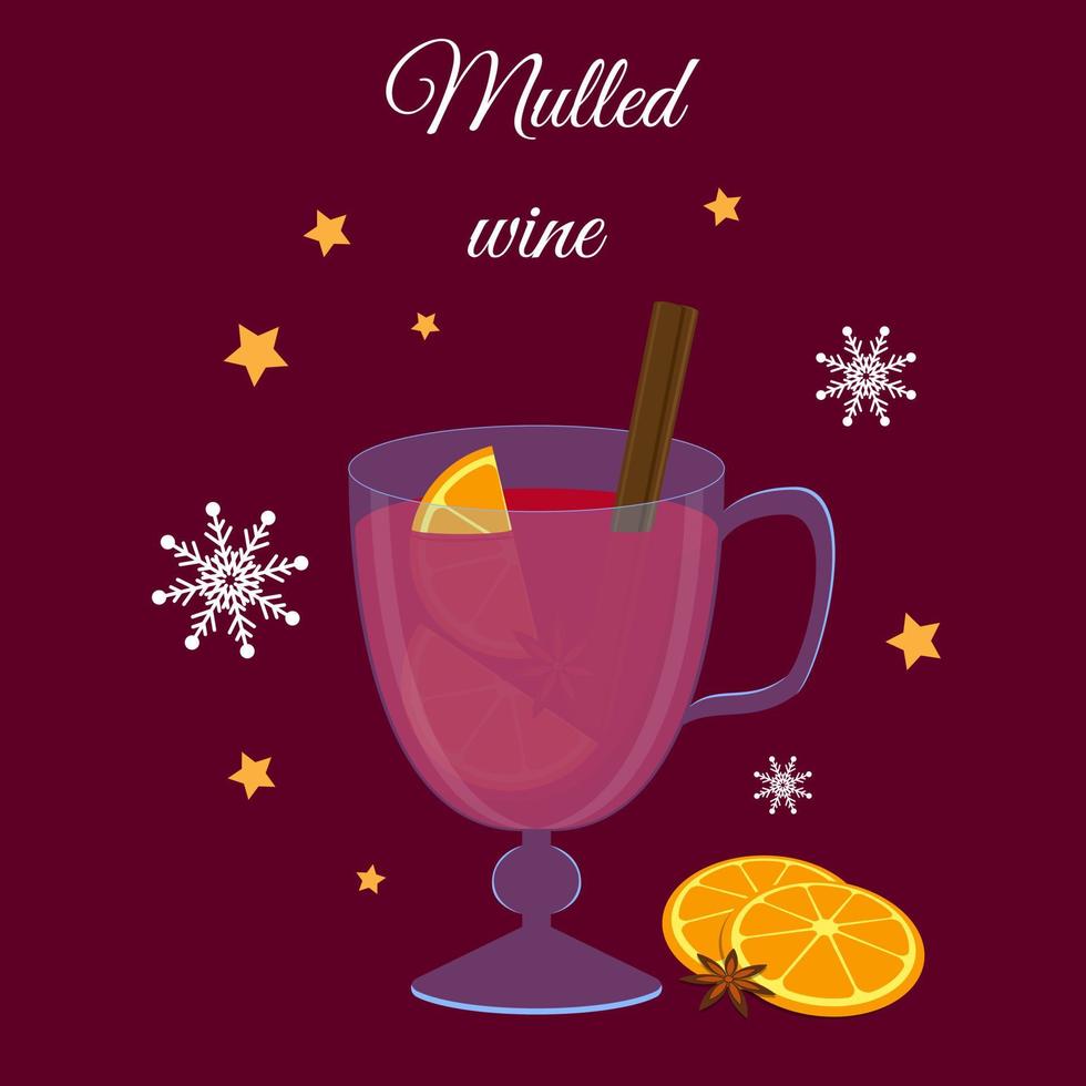 funderade vin vektor illustration. vinter- säsong varm dryck med Ingredienser. platt stil. isolerat objekt. jul och ny år design begrepp