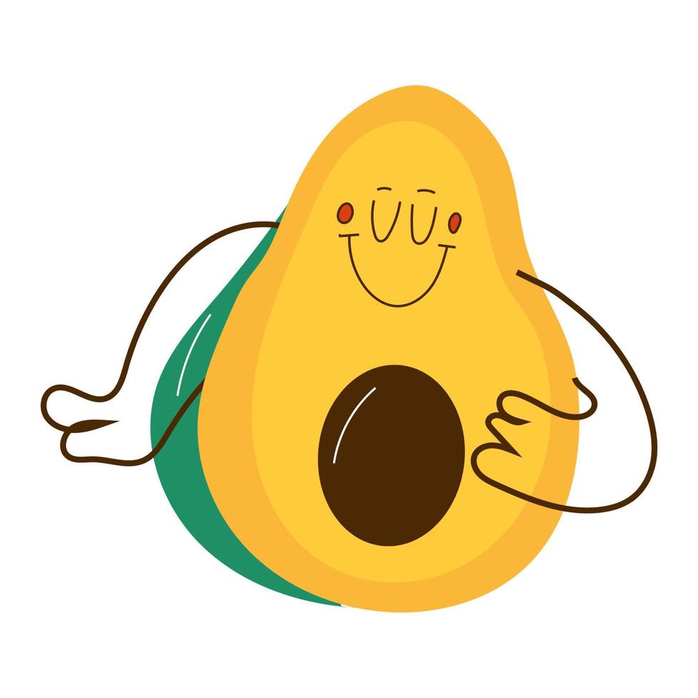 Avocado mit Gesichtsgefühlen, Händen und Beinen. hand gezeichnete trendige vektorillustration für kinder. süße lustige Charaktere. alle Elemente sind isoliert vektor