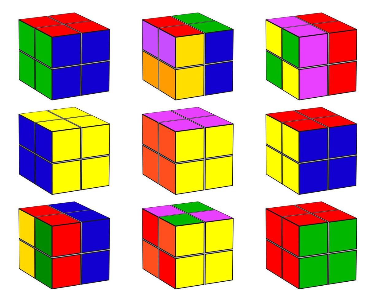 kuber i annorlunda färger på en vit bakgrund vektor