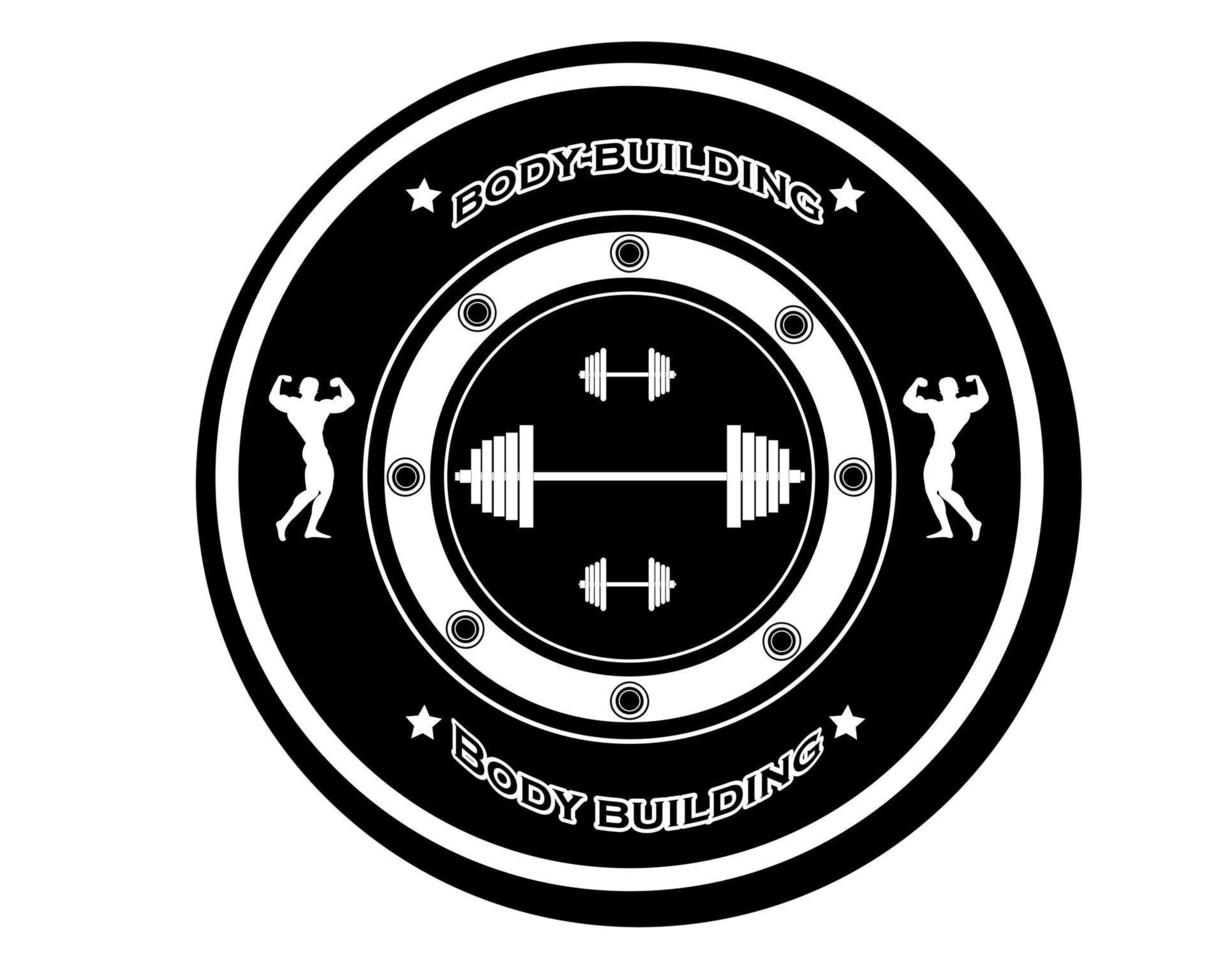 Bodybuilding-Sport-Emblem auf weißem Hintergrund vektor