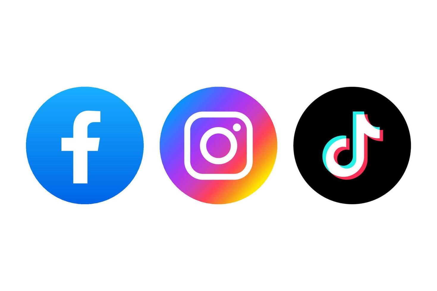 Facebook, Instagram och Tick tack ikon vektor