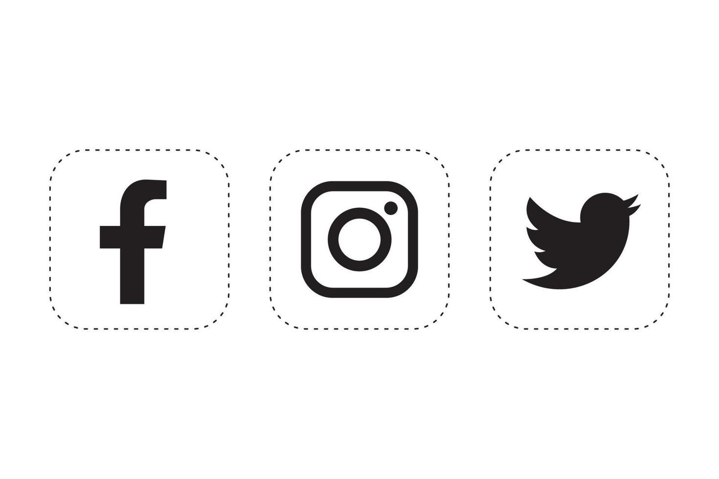Facebook, Instagram och Twitter ikon vektor
