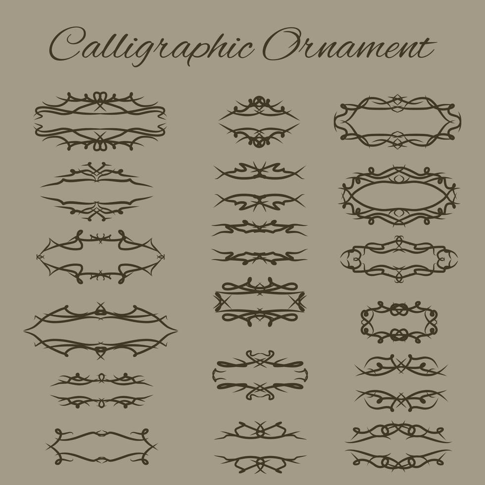 uppsättning av abstrakt kalligrafi baner, årgång dekorativ ram, stam- design prydnad vektor