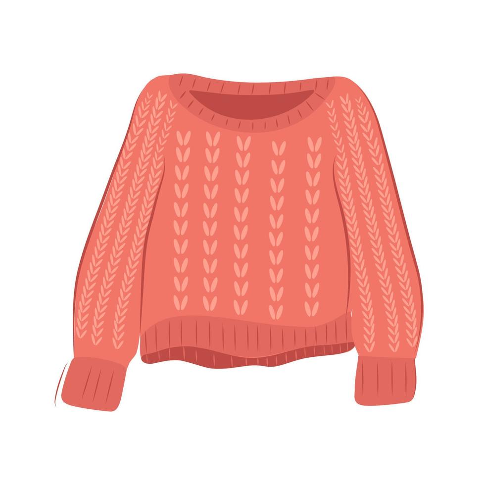 gestrickter roter Pullover auf weißem Hintergrund für Web vektor