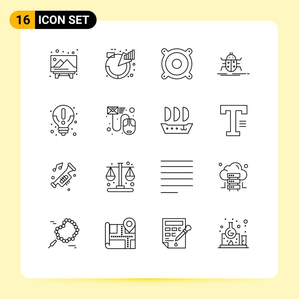 16 kreative Symbole moderne Zeichen und Symbole von über das Testen von Produktinsektenwanzen editierbaren Vektordesignelementen vektor