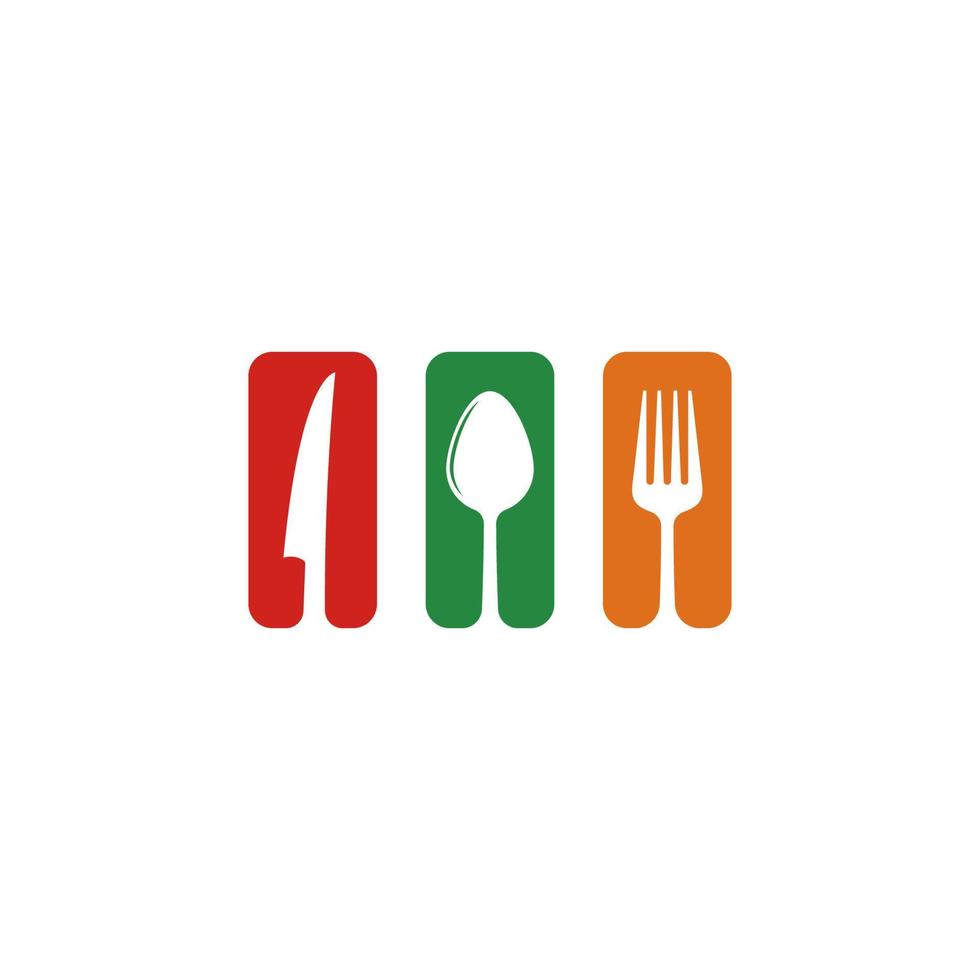 gaffel kniv sked för restaurang och mat logotyp mall vektor ikon illustration