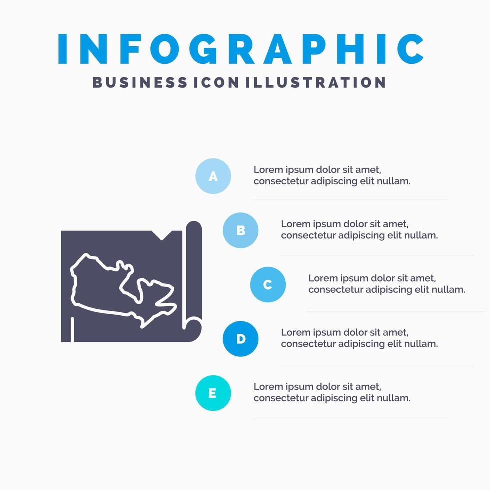 karte welt kanada solide symbol infografiken 5 schritte präsentation hintergrund vektor