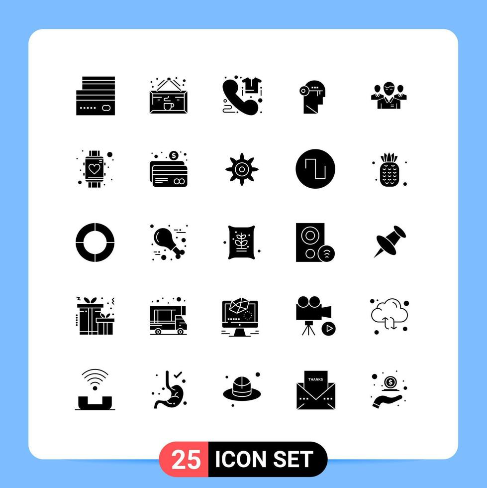 uppsättning av 25 modern ui ikoner symboler tecken för låsa hjärna kopp telefon direkt redigerbar vektor design element