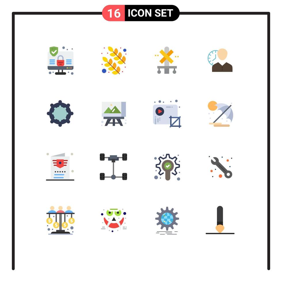 flaches Farbpaket mit 16 universellen Symbolen des Benutzerzeitstationsplaners editierbares Paket kreativer Vektordesignelemente vektor