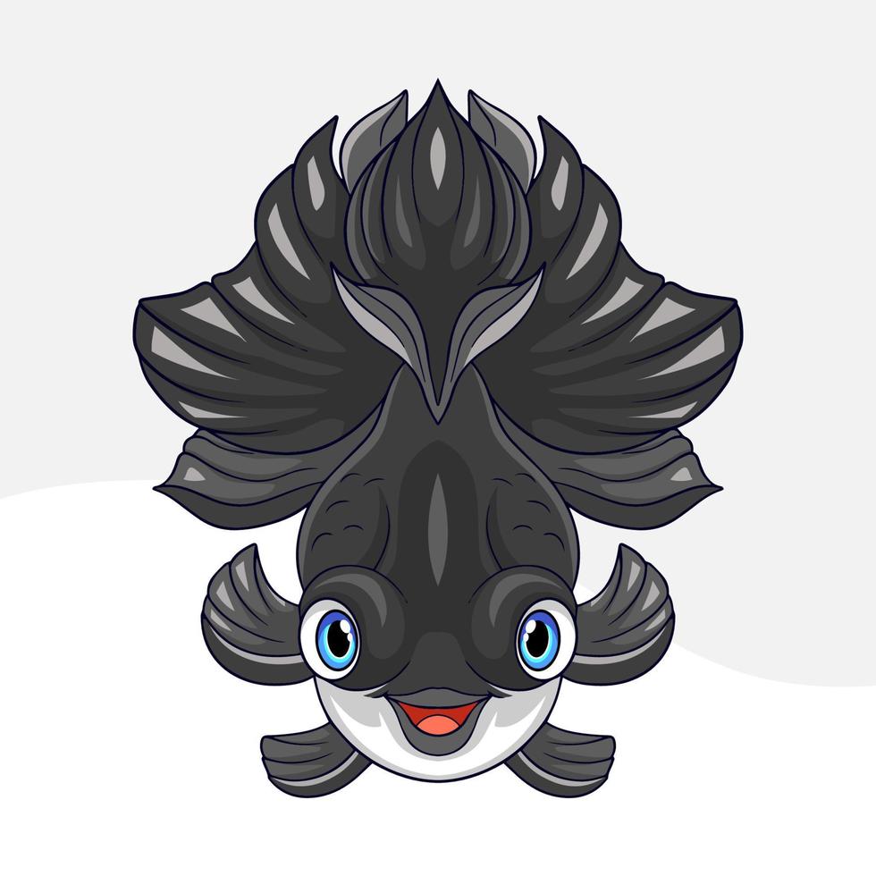 Cartoon schwarzer Goldfisch auf weißem Hintergrund vektor