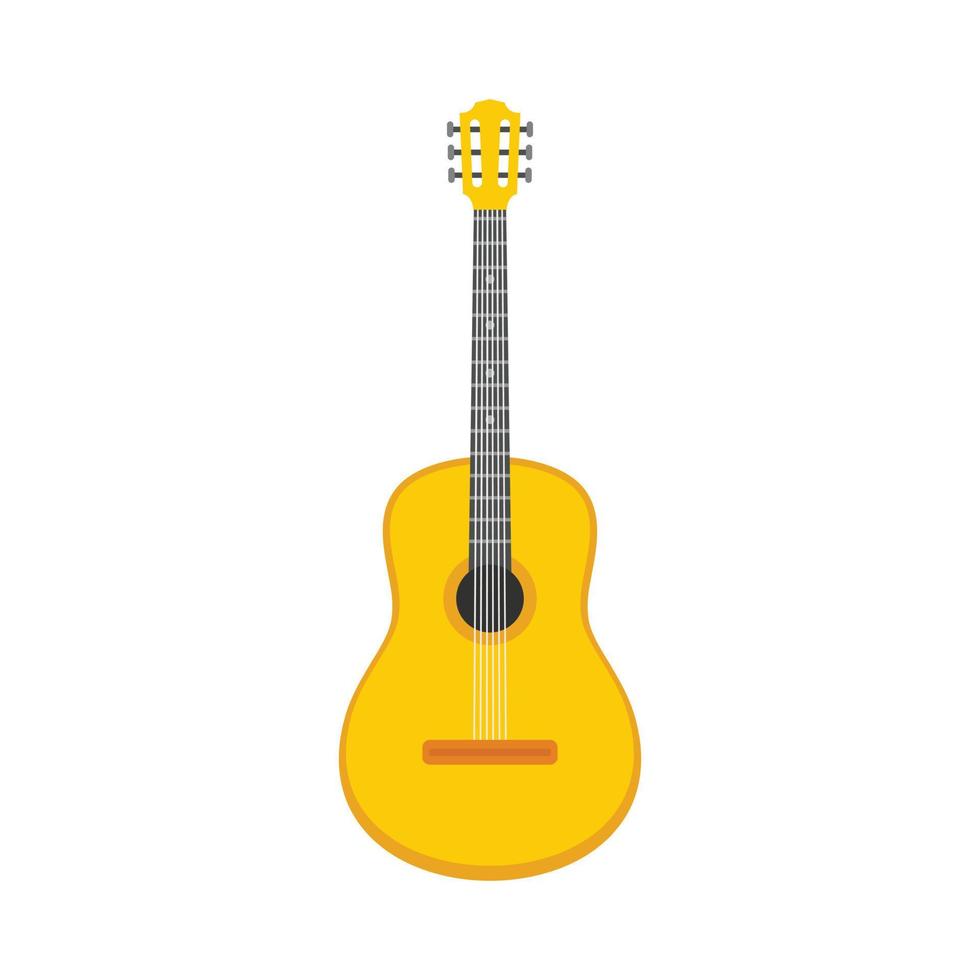 akustisk gitarr ikon platt isolerat vektor