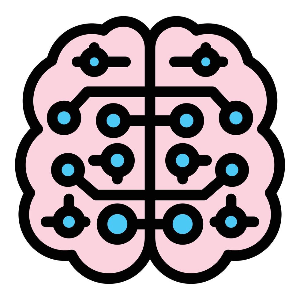 Neurologie Gehirn Symbol Farbe Umriss Vektor