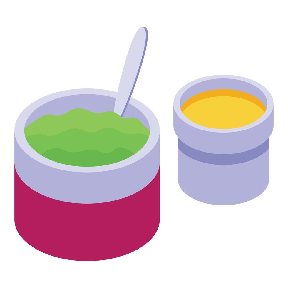Picknick grüne Suppe Symbol isometrischer Vektor. Essenskorb vektor