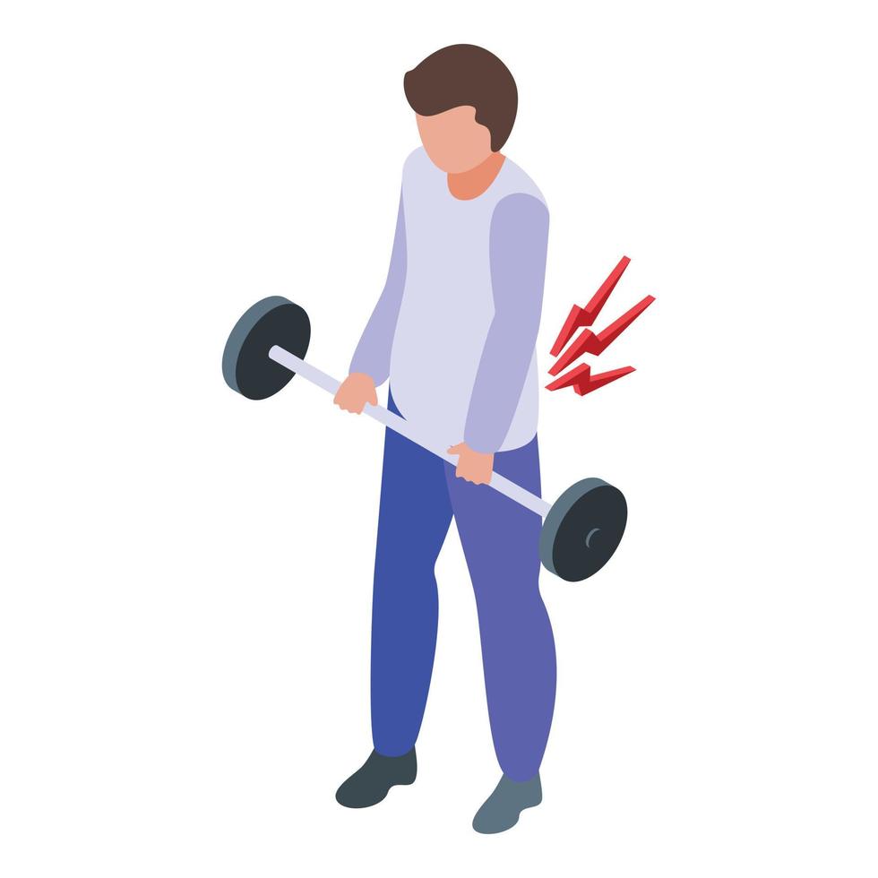 Sport Rückenverletzung Symbol isometrischer Vektor. Patientengesundheit vektor