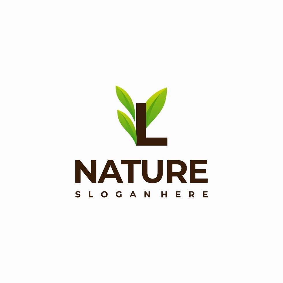 l Briefblatt anfängliche Natur-Logo-Designs, moderne Buchstabe grüne Natur-Logo-Vektor-Symbol-Illustration vektor