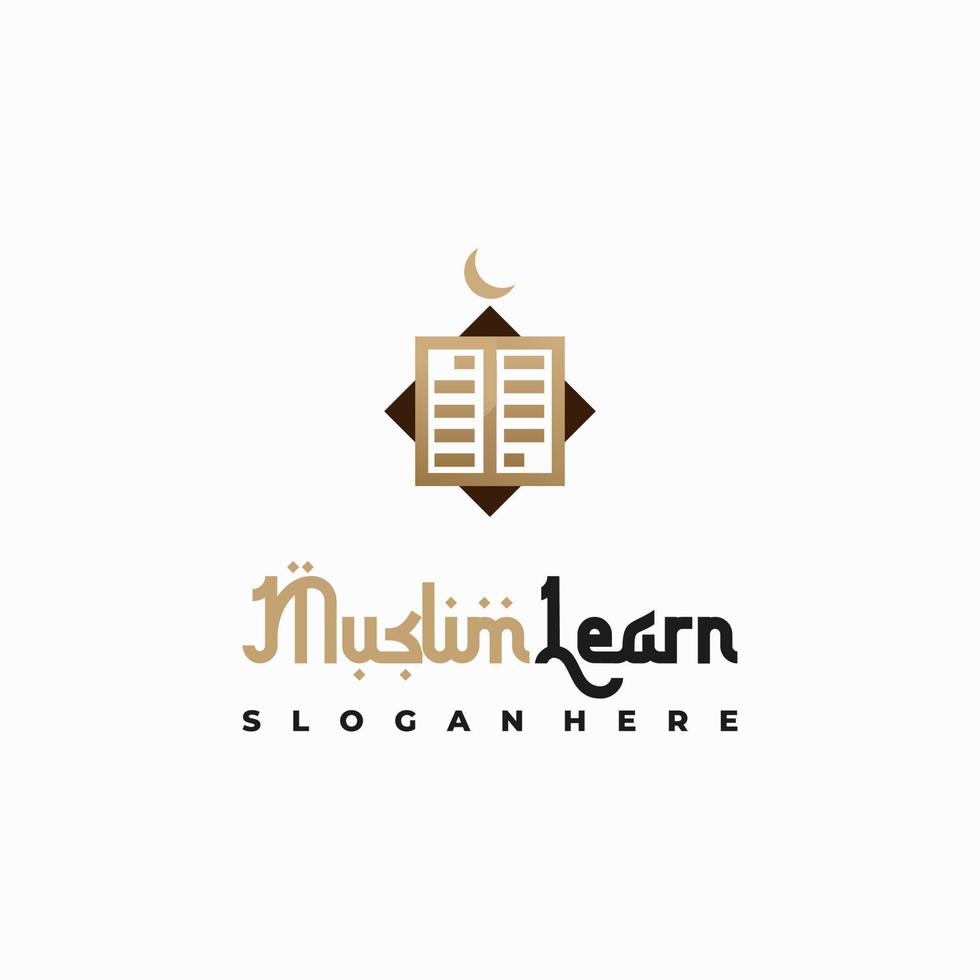 luxus-muslim-lernlogo, islam-lernlogo-vorlage, vektorillustration vektor