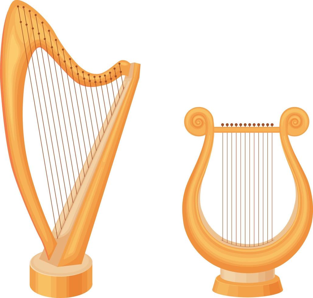 de harpa. en strängad musikalisk instrument. de gyllene harpa. vektor illustration isolerat på en vit bakgrund