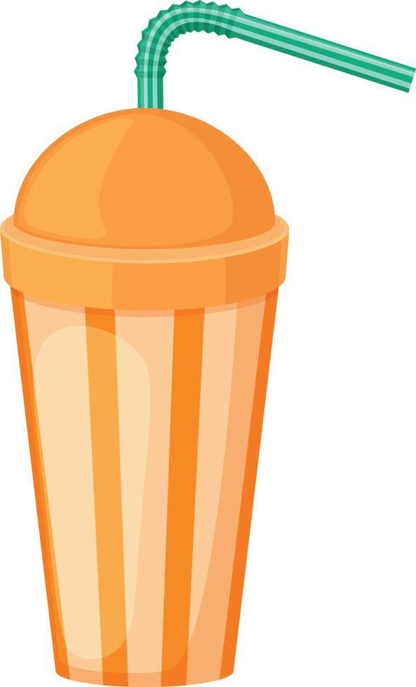 ett bild av en papper kopp med en sugrör. en plast kopp för snabb mat. en kopp för drycker i orange Färg med en sugrör. vektor illustration isolerat på en vit bakgrund