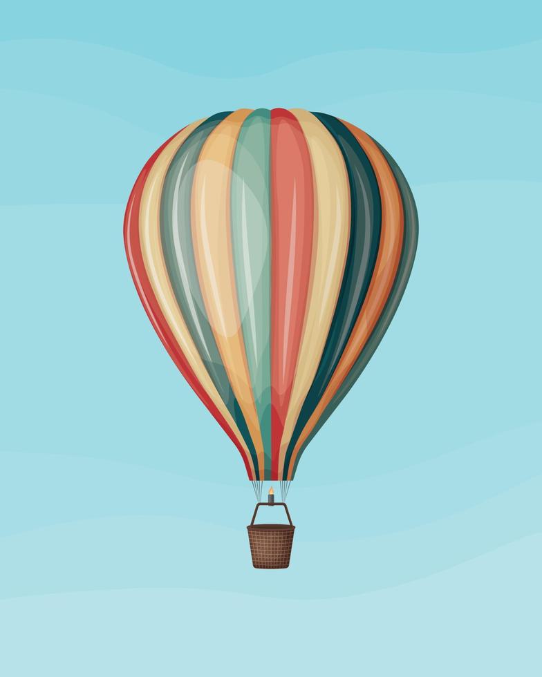 Luftballon. ein Bild eines Ballons zum Fliegen und Reisen. Heißluftballon. mehrfarbiger Ballon. Vektor-Illustration isoliert auf blauem Hintergrund vektor