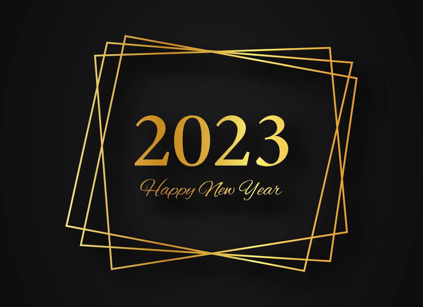 2023 guten Rutsch ins Neue Jahr Goldgeometrischer polygonaler Hintergrund. goldener geometrischer polygonaler rahmen mit glänzenden effekten für weihnachtsgrußkarten, flyer oder poster. Vektor-Illustration vektor