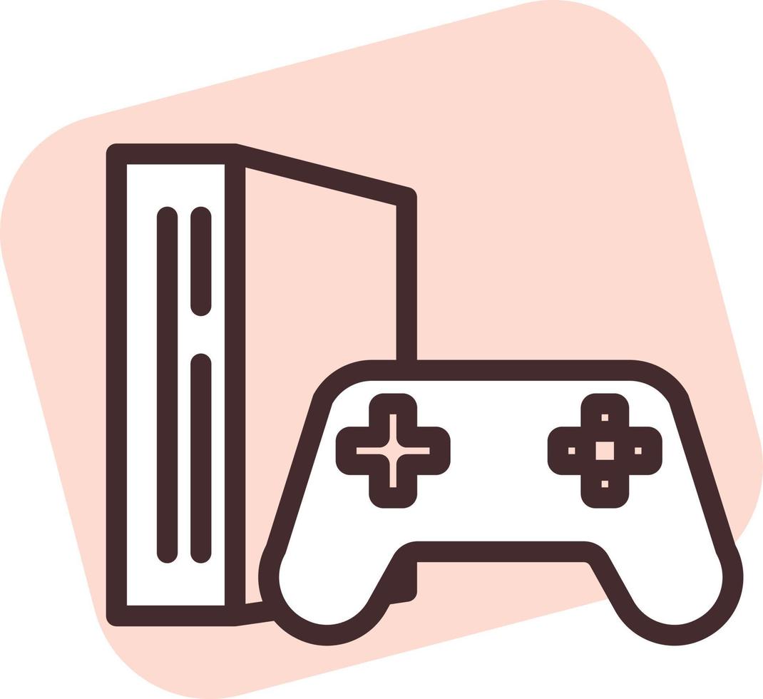 Elektronik Spielkonsole, Symbol, Vektor auf weißem Hintergrund.