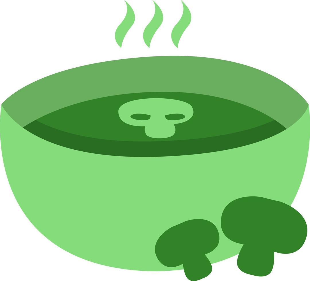 vegetarische Pilzsuppe, Symbol, Vektor auf weißem Hintergrund.