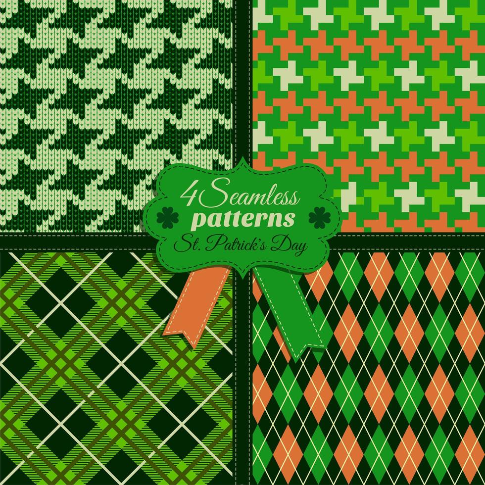 sömlös mode mönster uppsättning gröna färger vektor