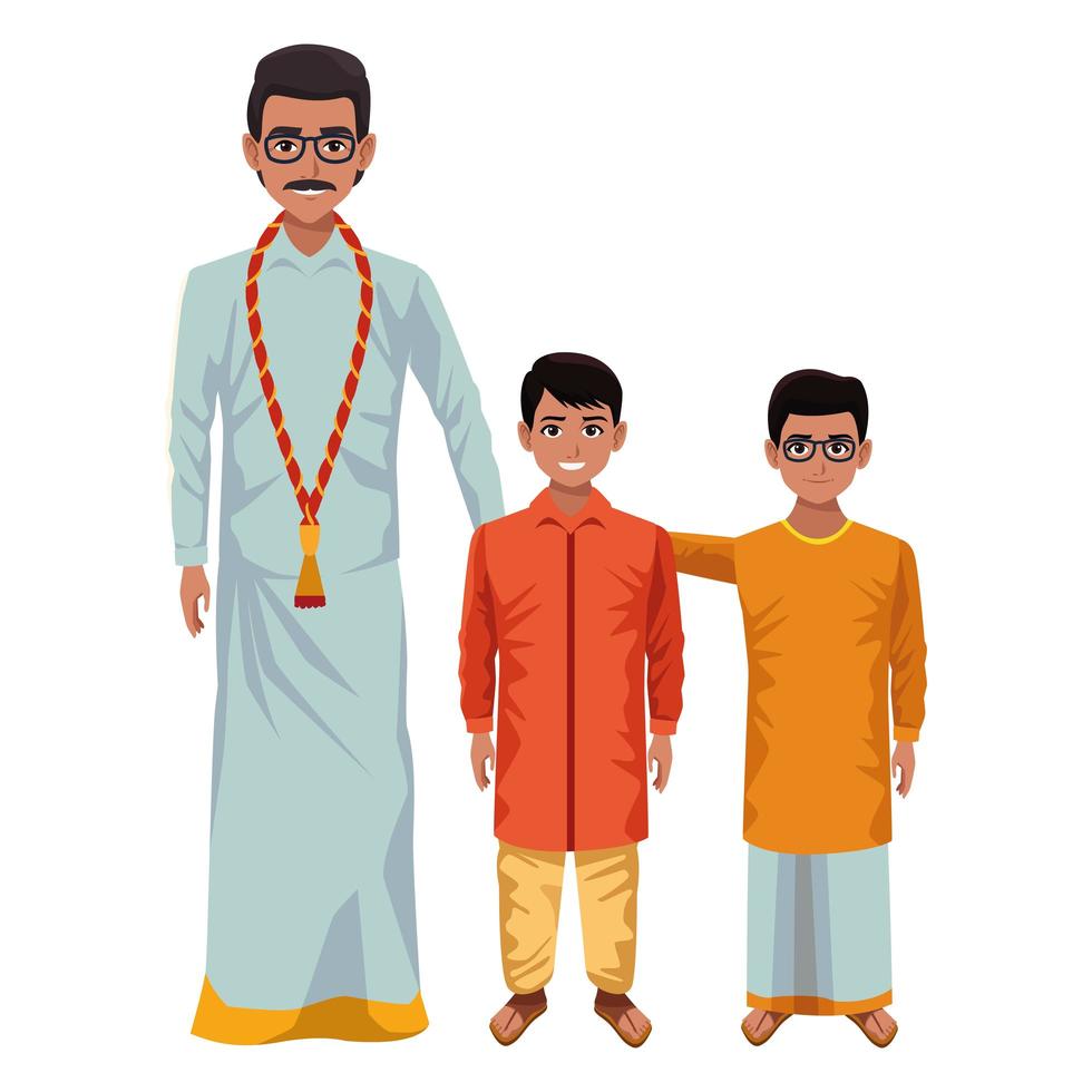 indiska familjen seriefigurer vektor
