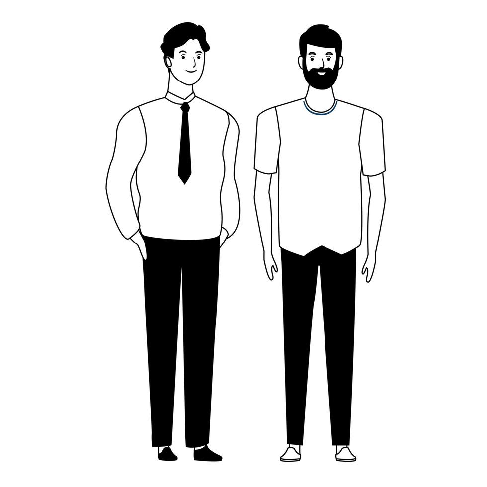 män seriefigur i svart och vitt vektor