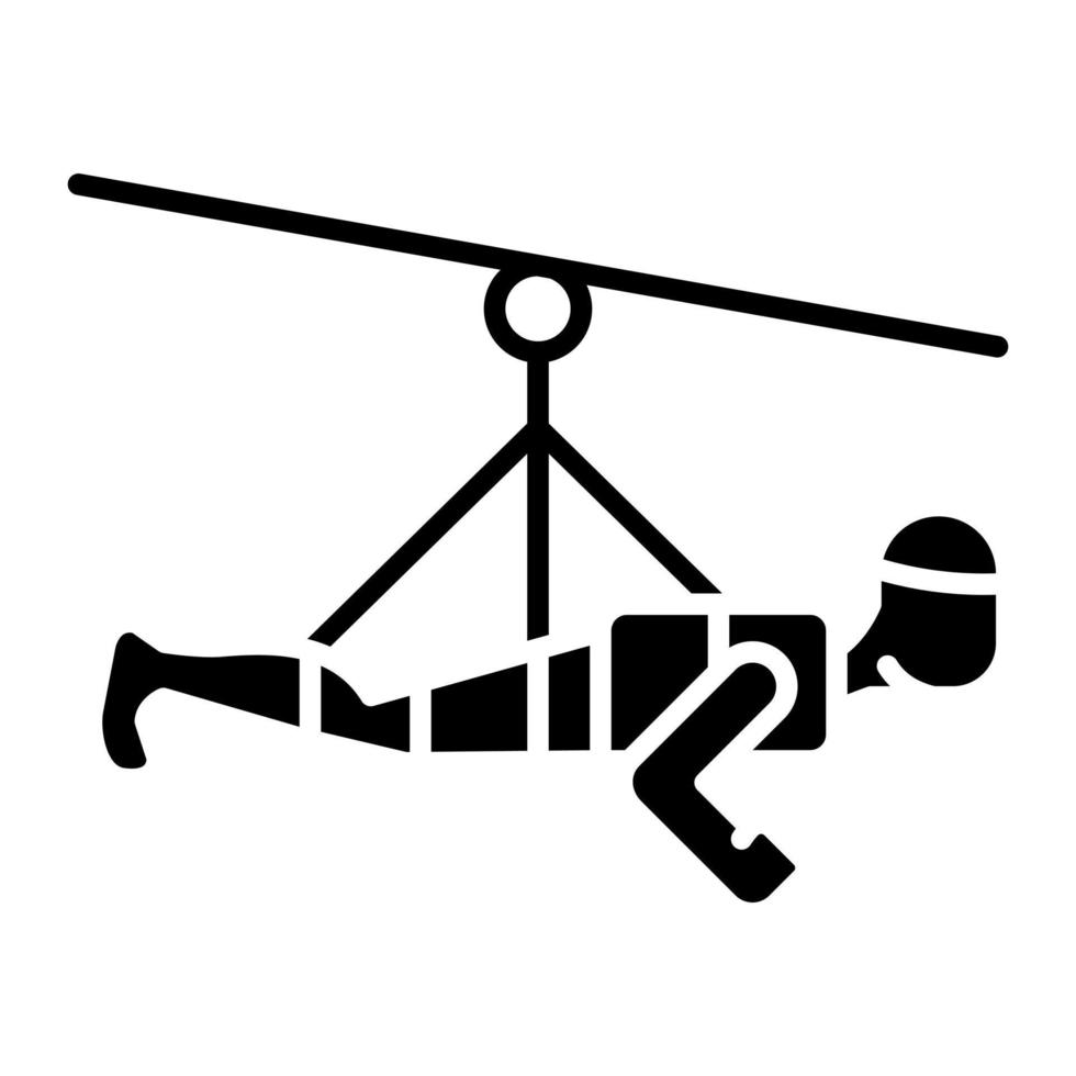 Zipline-Glyphe-Symbol vektor