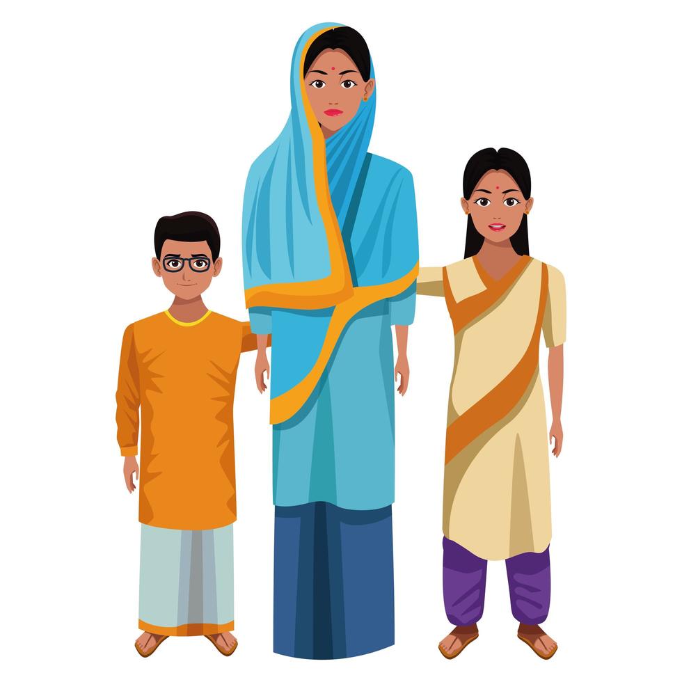 indische Familie Zeichentrickfiguren vektor